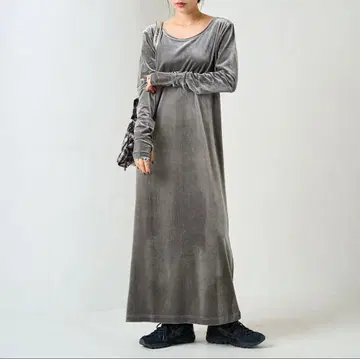 벨로아 발레 넥 롱 원피스