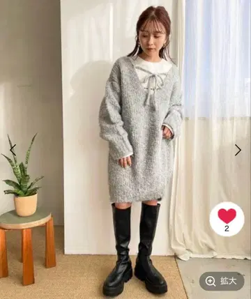 [ LOWRYS FARM ] 라메 니트 미니 원피스