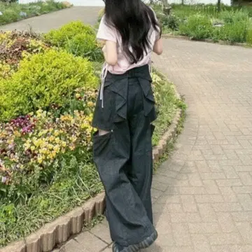 nemne store 백리본 사이드 컷 데님