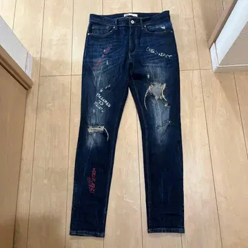 ZARA 데미지 가공 페인트 데님