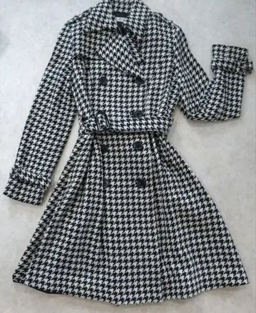 코트 하운드 투스 패턴 아우터