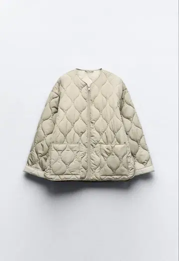 ZARA 베이지 퀼팅 퍼프 자켓