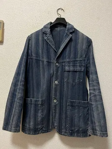 00s PPFM 데님 자켓 /M 상당 인디고 스트라이프 y2k