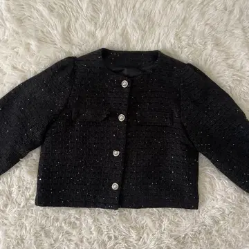 여성용 스팽글 트위드 자켓