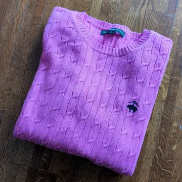 브룩스브라더스 케이블 니트 스웨터 긴팔 핑크