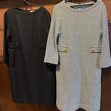 두 그라세 2장 세트 원피스 네이비 컬러 스카이블루 계열 체크