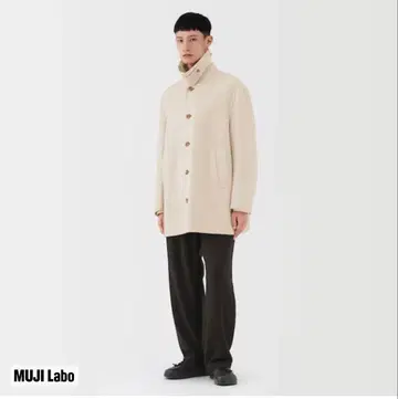 Muji Labo 캐시미어 혼방 숏 스텐카라 코트 라이트 베이지 XL