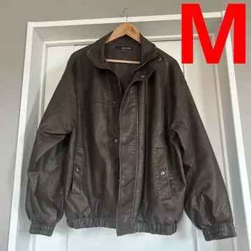 빈티지 워시 가공 PU 가죽 자켓 M 사이즈