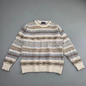 영국제 빈티지 니트 올 패턴 베이지 브라운