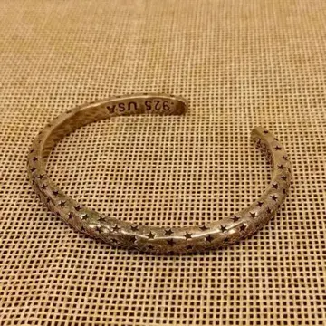 빈티지 실버 뱅글 팔찌 스타 심플 앤티크