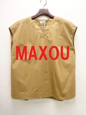 택 포함 새상품 MAXOU 마크주 V넥 블라우스 슬리브리스 브라운