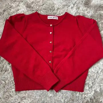 tinajojun 니트 가디건 하트 버튼 레드