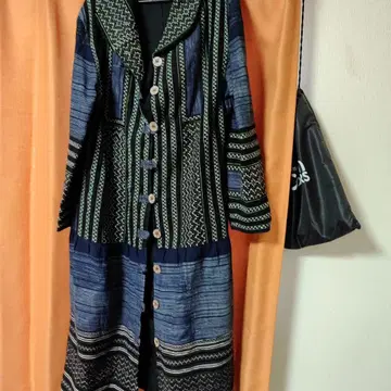 태국 몽족 빈티지 원단 롱 코트, 하나뿐인 아이템