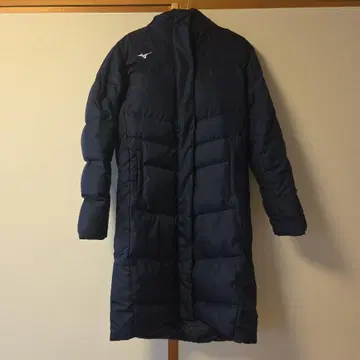 Mizuno 후드 부착 롱 다운 자켓 네이비