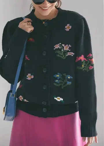 seventen 세븐텐 플라워 자카드 가디건 블랙