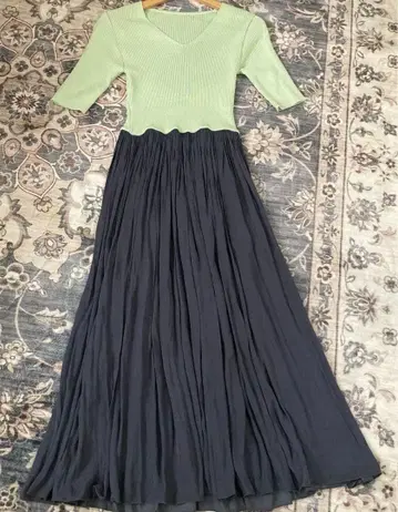 일본제 맥시 길이 반팔 니트 원피스