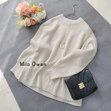 미라 오웬*라이트 그레이 사이드 슬릿 니트 풀오버