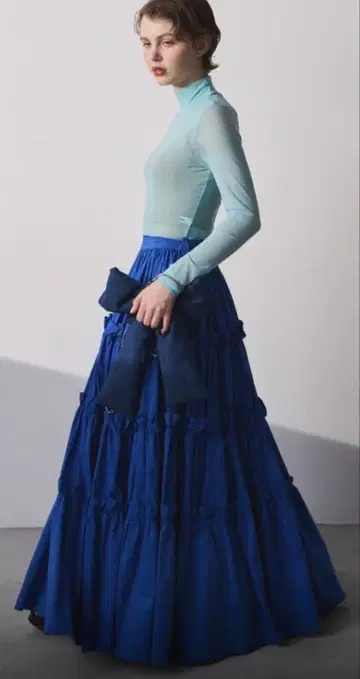 perna 프릴 티어드 스커트 블루