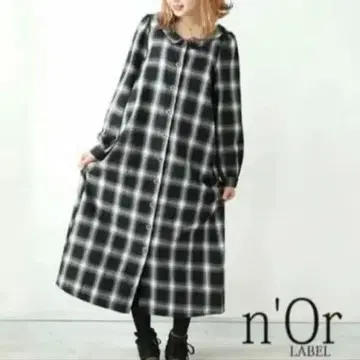 시착만 한 상품 n'Or 오샤레 워커 체크 롱 원피스 블루