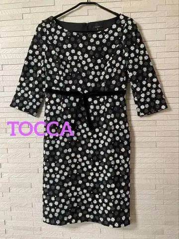 원피스 포멀 하이웨스트 TOCCA 블랙 자수 I 라인 벨로아