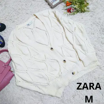 새상품급 ZARA 니트 가디건 (M) 아이보리/시스루