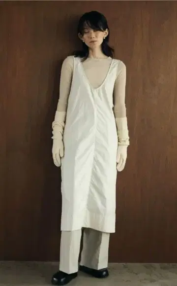 아누케 U넥 원피스 원피스 나일론 아누케