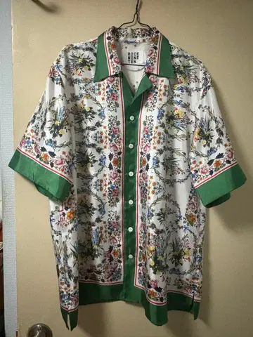 RICE NINE TEN 꽃무늬 셔츠 그린 - FREE 사이즈