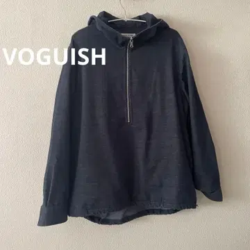 VOGUISH 데님 인디고 컬러 하프 지퍼 후드티 남성용 M