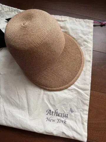 Athena New York 베이지 스트로우 햇 아테나 뉴욕