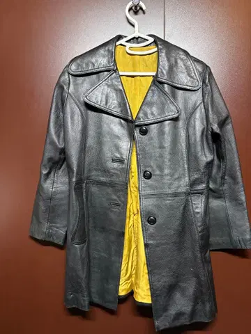 블랙 가죽 롱 코트