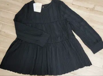 블랙 플리츠 디자인 튜닉 M