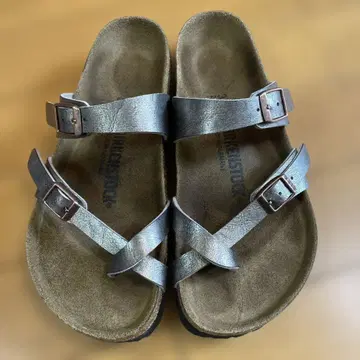 BIRKENSTOCK 골드 실버 컴포트 샌들 37