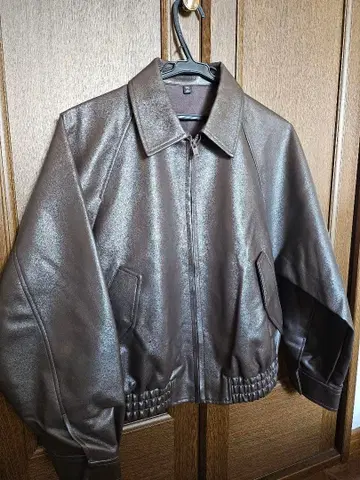 GU 인조 가죽 탄력 해링턴 자켓 다크 브라운