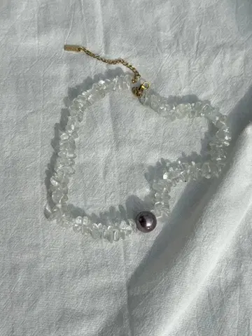 투명 비즈 목걸이 퍼플 펄