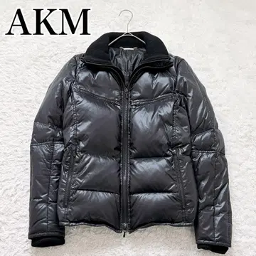 AKM 아우터 블루종 캐시미어 혼방 리브 광택 나일론 블랙