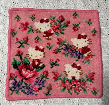 [ 완판템, 레어 ] 페이러 헬로키티 타월 손수건 로즈 꽃무늬 핑크