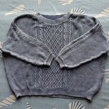 라이트 블루 케이블 니트 스웨터