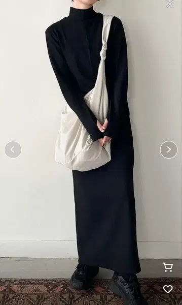 [ 새상품 ] 핑거 슬리브 프티 하이 리브 원피스 셀렉 모카