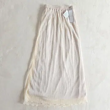 크림색 플리츠 롱 스커트 M 새상품