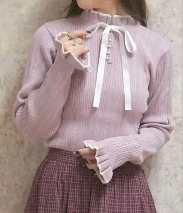 택 포함 새상품 axes femme 전후 2way 라메 니트 풀오버