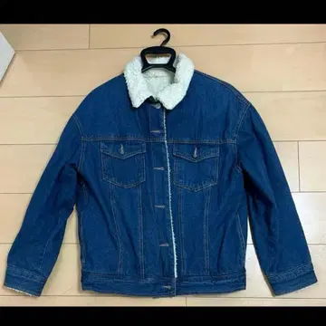 보아 카라 부착 블루 데님 자켓