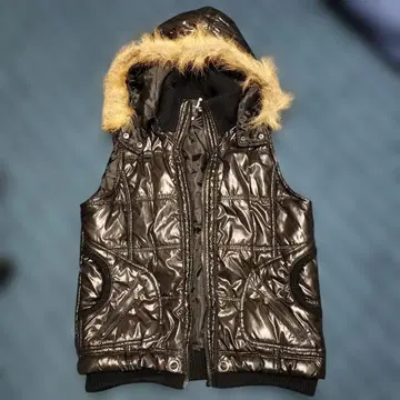 Y2K 그런지 퍼 장식 광택 베스트