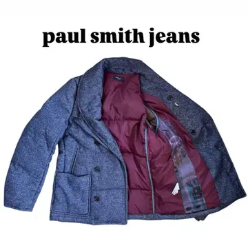 새상품급 폴스미스 트위드 다운 멀티 컬러 두툼한 숄카라 L 사이즈