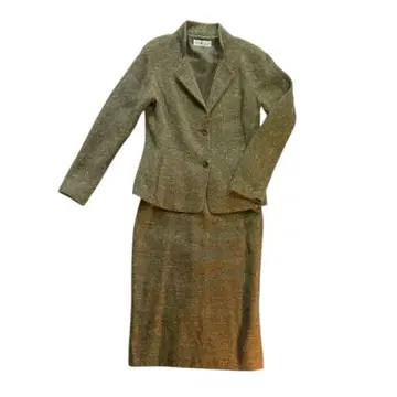 히로코코시노 HIROKOKOSHINO 새상품급 카키 트위드 정장 세트 M