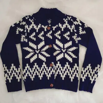 네이비 눈꽃 패턴 가디건