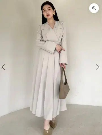 anuans 더블 새틴 노카라 턱 원피스