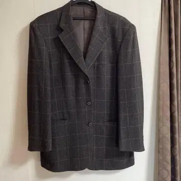 Dankan 다크 브라운 체크 무늬 테일러드 자켓 캐시미어
