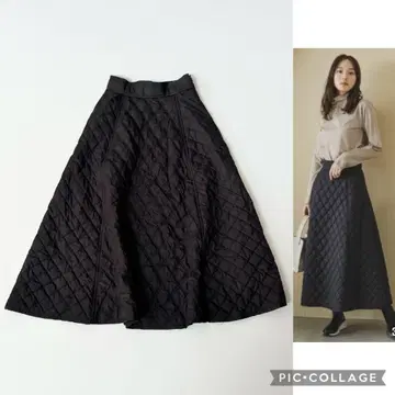 Andemiu 안데뮤 [ S ] 퀼팅 롱 플레어 스커트 퀼트