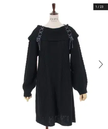 axes femme W 레이스업 니트 튜닉 블랙