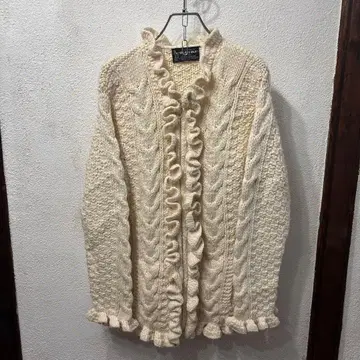 초레어 에콰도르제 프릴 니트 집업 아이보리 가디건